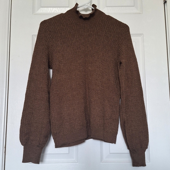 Sézane Rosalia 100% Merino Wool Knit Turtleneck Sweater in Brown Mocha Size XS - Picture 10 of 10